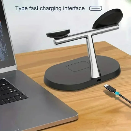 Phone Wireless Charger Desktop 3 IN 1 Magnetic For Magsafe iPhone 16 15 14 13 12 Samsung Apple/Galaxy Watch Fast Charging Dock