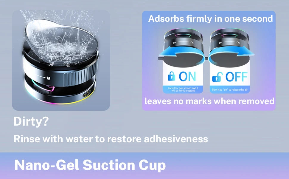 Magnetic Car Charger with Active Cooling, RGB Light & 360° Rotation