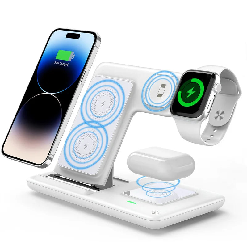 3-in-1 Wireless Charging Station with 30W Fast Charging & Foldable Stand