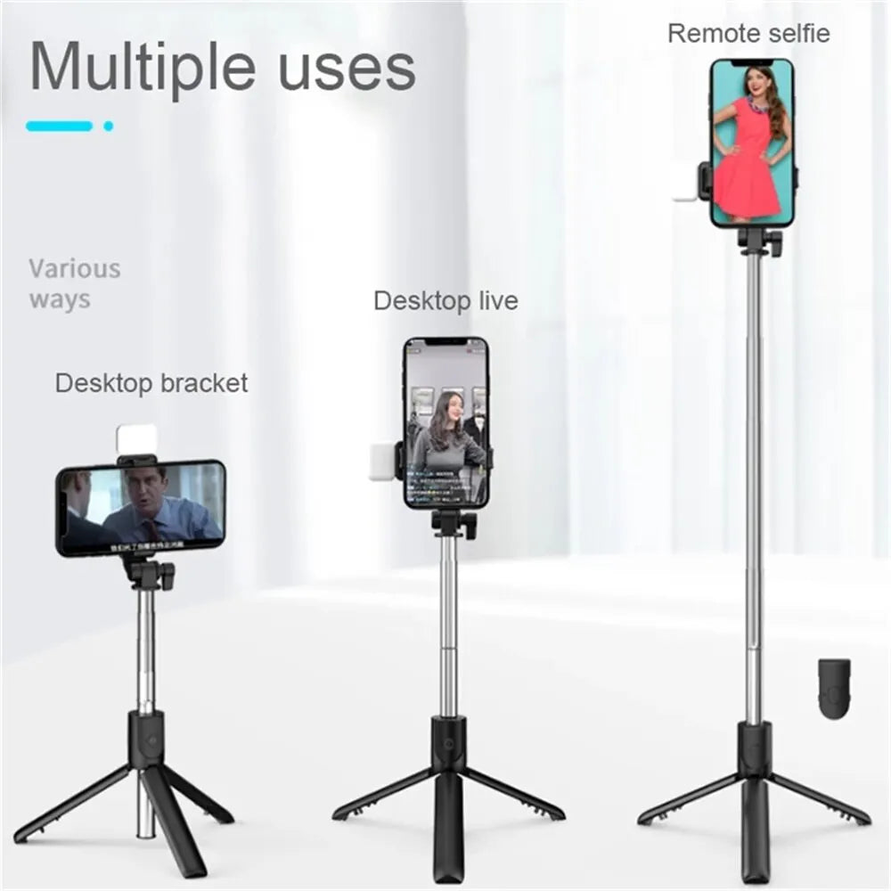 3-in-1 Selfie Stick Tripod with Bluetooth Remote & LED Fill Light