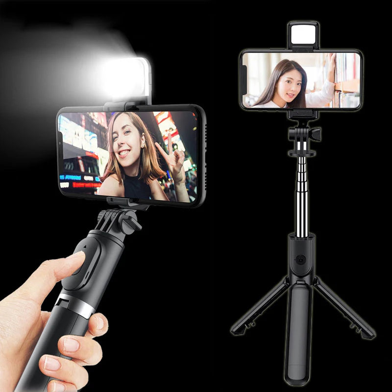 3-in-1 Selfie Stick Tripod with Bluetooth Remote & LED Fill Light
