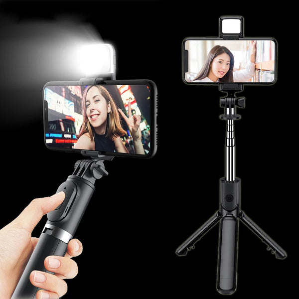 3-in-1 Selfie Stick Tripod with Bluetooth Remote & LED Fill Light