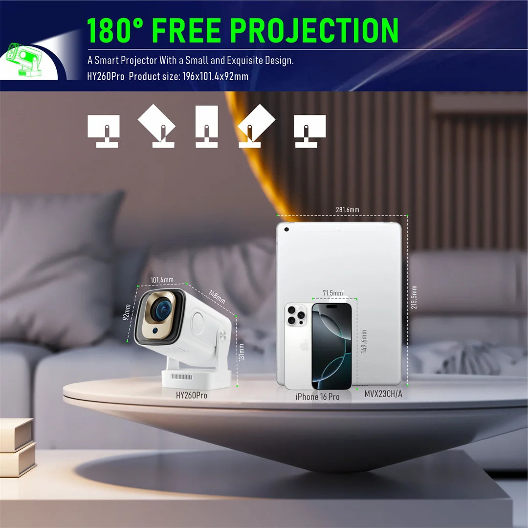 4K Smart Android Home Projector with 4K Support & Wireless Streaming