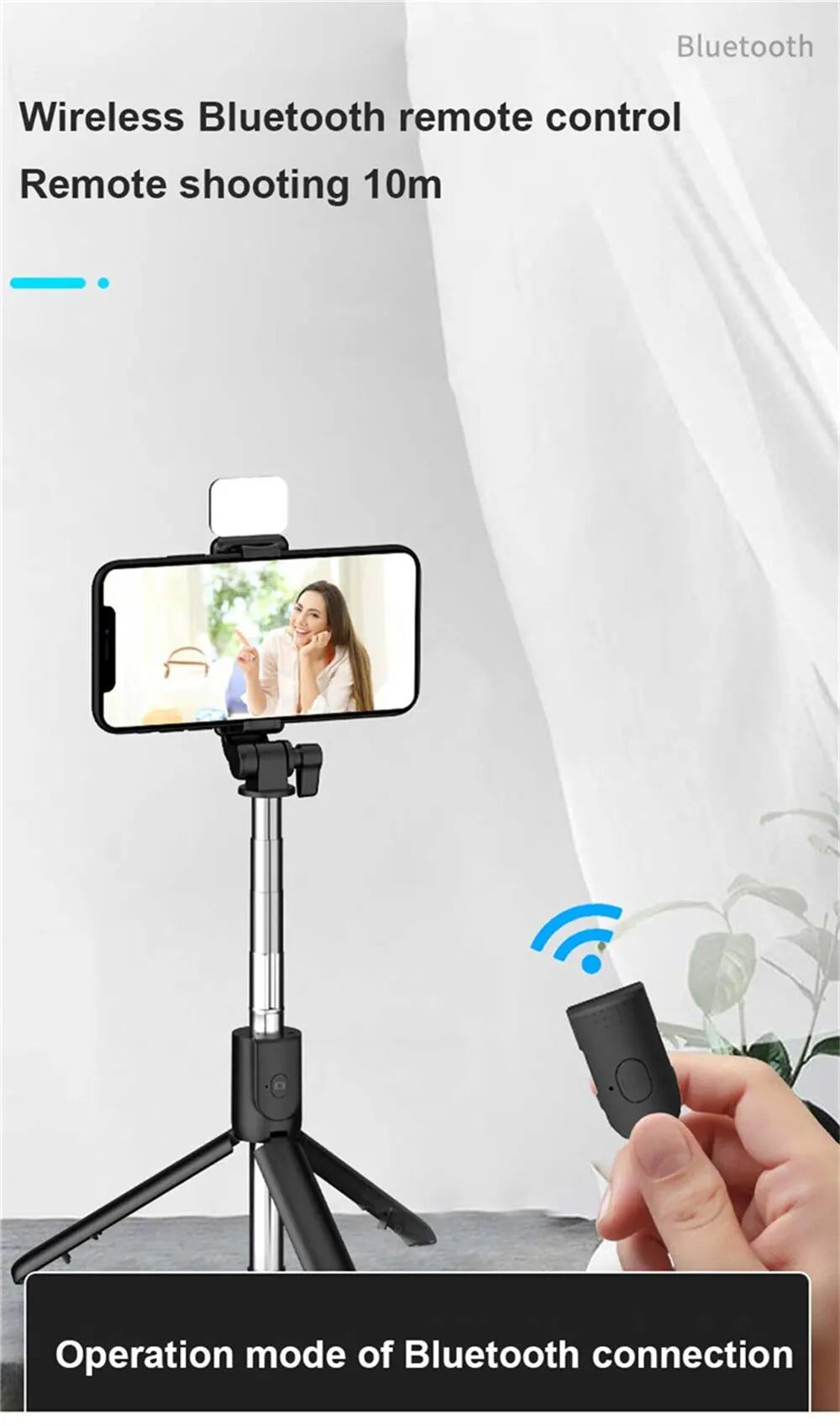 3-in-1 Selfie Stick Tripod with Bluetooth Remote & LED Fill Light