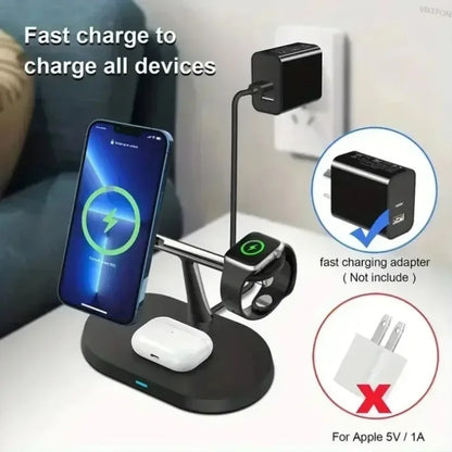 3-in-1 Magnetic Wireless Charging Dock with Fast Charging & Adjustable Stand