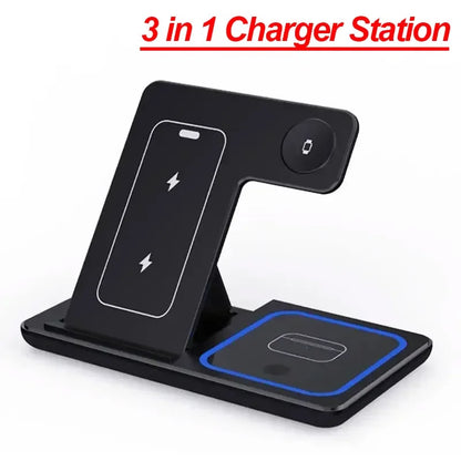 3-in-1 Wireless Charging Station with 30W Fast Charging & Foldable Stand