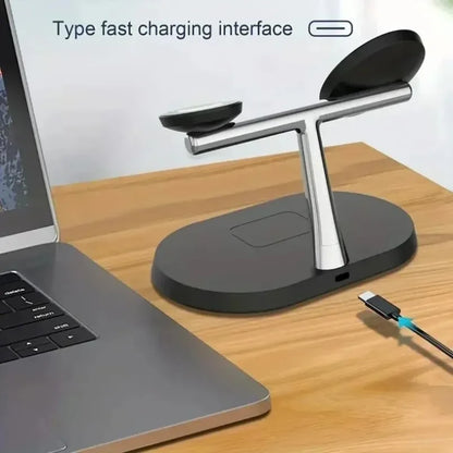 3-in-1 Magnetic Wireless Charging Dock with Fast Charging & Adjustable Stand