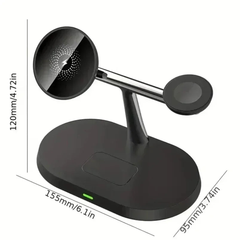 3-in-1 Magnetic Wireless Charging Dock with Fast Charging & Adjustable Stand