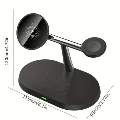 3-in-1 Magnetic Wireless Charging Dock with Fast Charging & Adjustable Stand