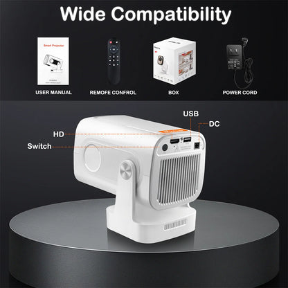 4K Smart Android Home Projector with 4K Support & Wireless Streaming
