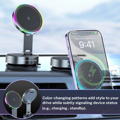 Magnetic Car Charger with Active Cooling, RGB Light & 360° Rotation